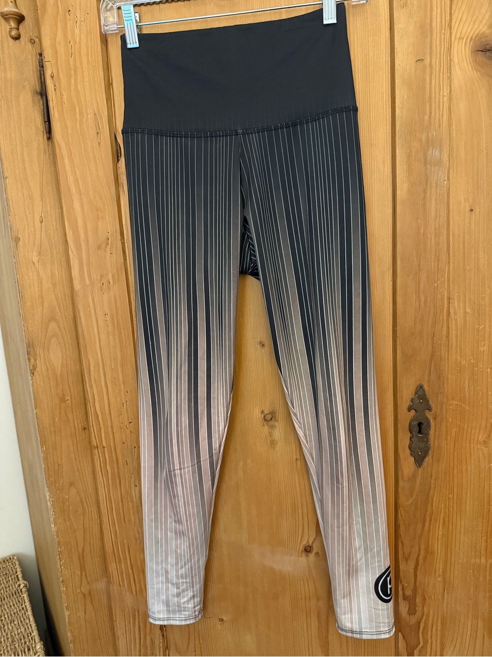 Onzie Black to Light Gray Ombre Striped Leggings